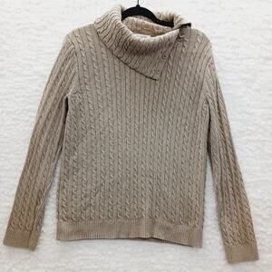 Sweater Size XL Cashmere Pullover Beige Fisherman Coastal Cowgirl Minimal Cable